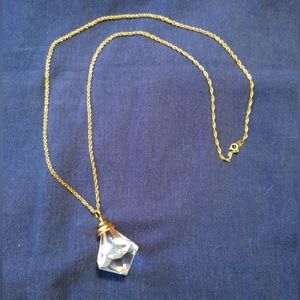 3 for💲25🌟Big BLING plastic gem pendant necklace gold-tone chain diamond style